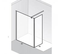 HSK Atelier Walk In élément frontal avec panneau latéral, dimensions : 100(c) x 30(b) x 200,0 cm, 1710100-41-50edelglas, Cabines de douche: Aspect chromé : ESG clair avec verre précieux