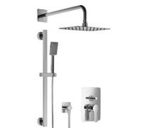 HSK Ensemble de douche 2.25 Softcube, avec support mural courbé, chromé, 1000225-KB14, Exécution: avec pomme de douche Softcube, super-plat, 400x250x2mm