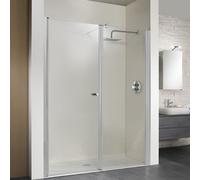 HSK Exklusiv porte tournante pour niche, en 2 parties, dimensions : 140 x 200 cm, butée à charnière à gauche, 414140-L-01-50, Cabines de douche: Alu-argent mat : ESG clair