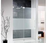 HSK K2 porte battante sans cadre à charnières avec panneau fixe pour niche K2.04, jusqu'à 1000x2000mm, butée à charnière à gauche, K2.04-L-41-50edelglas, Cabines de douche: Aspect chromé : ESG clair a
