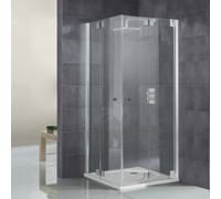 HSK K2P Entrée d'angle pour porte pliante à charnières, 90,0 cm x 75,0 cm x 200,0 cm, 2128016-41-50edelglas, Cabines de douche: Aspect chromé : ESG clair avec verre précieux