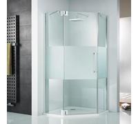 HSK K2P Porte tournante pentagonale et 2 panneaux latéraux, 100,0 cm x 100,0 cm, charnières à gauche, 2160100-L-41-50, Cabines de douche: Aspect chromé : ESG clair