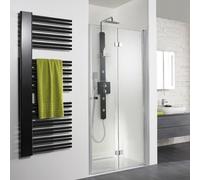 HSK Porte pliante à charnières Exklusiv pour niche, dimensions : 90 x 200 cm, butée à droite, 406090-R-ST-50edelglas, Cabines de douche: Couleurs standard : ESG clair avec verre précieux