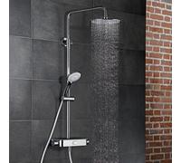 HSK Shower-Set AquaSwitch RS 200 Thermostat, étagère : verre noir, -08, 1001900-KB4-08, Exécution: avec pomme de douche ronde, plate, Ã300 mm, hauteur 8mm
