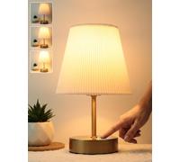 HSLighting Lampe de Chevet, Lampe de Table avec Câble - Fonction Tactile - Intensité Variable - Réglable avec Abat-Jour en Tissu 3D à Plis - Lampe de Table Minimaliste pour Noël - Lampe de Nuit pour