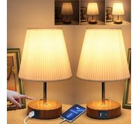 HSLighting Lampe de Chevet Tactile, Abat-Jour Conique Plissé 3D, Effet Bois | Dimmable 3 Niveaux, Ampoule E14 Incluse, Lumière Chaude 2700K, Petite Lampe de Table pour Chambre, Salon, Hôtel & Bureau
