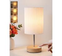 HSLighting Lampe de Chevet Tactile, Abat-Jour Conique Plissé 3D, Effet Bois | Dimmable 3 Niveaux, Ampoule E14 Incluse, Lumière Chaude 2700K, Petite Lampe de Table pour Chambre, Salon, Hôtel & Bureau