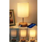 HSLighting Lampe de Chevet Tactile, Abat-Jour Conique Plissé 3D, Effet Bois | Dimmable 3 Niveaux, Ampoule E14 Incluse, Lumière Chaude 2700K, Petite Lampe de Table pour Chambre, Salon, Hôtel & Bureau