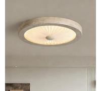 HSLJ1 Plafonnier style japonais en travertin jaune, lampe de plafond en pierre Wabi Sabi, applique LED 27 W à intensité variable, forme disque, style vintage, à fixer au plafond, pour chambre, couloir