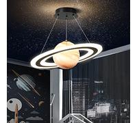 HSLJ1 Suspension planète en acrylique pour chambre d'enfant, lampe LED suspendue espace, décoration intérieure, éclairage féérique pour garçons et filles (Orange)