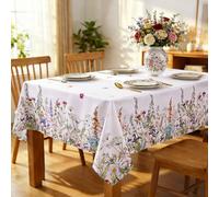 HSLXBY Nappe Ronde 140cm, Nappe Ronde Imperméable Fleurie pour Extérieur - Table de Jardin, Repas en Famille, Balcon ou Jardin