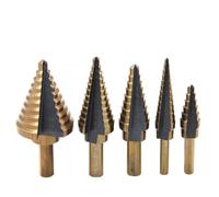 HSS 4241 Cobalt Trous Multiples 50 Tailles Ensemble De Forets Étagés Outils Boîtier En Aluminium Outil De Forage En Métal For Métal Bois Foret Conique Étagé(5Pcs No Box)
