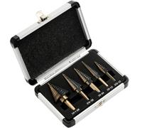 HSS 4241 Cobalt Trous Multiples 50 Tailles Ensemble De Forets Étagés Outils Boîtier En Aluminium Outil De Forage En Métal For Métal Bois Foret Conique Étagé(5Pcs Have Box)