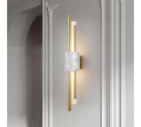 HSTBLEOO Wall Sconce White Green Natural Stone Glass Linear Wall Lighting Bar Long Strip LED Bathroom Vanity Wall Mounted Lamp(White)