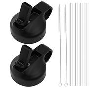 Hsthe Sea 2 pièces Couvercle de Paille à Large Bouche Couvercle de Bouteille de Sport avec 4 pailles 2 brosses à Paille compatibles avec la Bouteille d'eau Hydro Flask