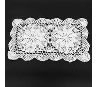 Hsthe Sea 2 pièces de napperons de Table en Dentelle au Crochet en Coton Faits à la Main Rectangle Blanc