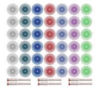 Hsthe Sea Disque à Poils radiaux de 42 pièces de 25 mm, Ensemble de brosses de ponçage à Grains Mixtes avec Manche de 3 mm, Roue de Polissage pour Le Nettoyage, la Finition, l'ébavurage, Le Polissage