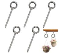 HSUYUN 5 Pièces Piton a Oeil M5 × 60 mm, Piton à Visser | Piton Inox, Inox 304, Piton a Visser pour Balançoire, Pergola, Suspension