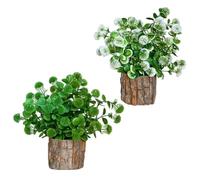Hsyadazi Plante artificielle en pot | Simulation réaliste d'une plante ornementale verte comme décoration pour la maison et le bureau | Mini arrangement de plantes prêt à l'emploi pour table, rebord
