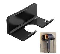 Hsyadazi Support mural universel pour sèche-cheveux sans perçage - Avec un trou de rangement pour prise - Pour salle de bain, salon - Noir