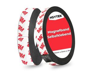 HSYTEK Lot de 2 Rouleaux Bande Magnétique Autocollante, 15 x 2 mm Bandes Magnétiques Adhésive, Avec adhésif puissant, Pour la découpe, convient pour la cuisine, l'école et le bureau Bricolage