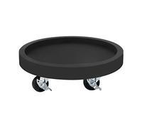 HTDRE Chariot à Plantes Rond à roulettes - 44 cm, pour Pots de Fleurs d'intérieur/extérieur, Gris/Blanc/Noir, avec Freins pour Une mobilité aisée, Support pour jardinière