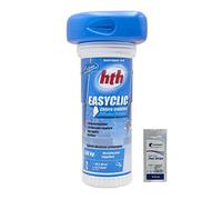 HTH EASYCLIC Chlore - Diffuseur Flottant 30-60m3-1,66kg | Chlore Lent Stabilisé Multiaction - Désinfection Régulière Multifonction Longue Durée avec Action Choc + 10 Tests HPS OFFERTS 6 en 1