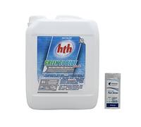 HTH Green to Blue Shock 12% Liquide - 5L | Anti-Algues Choc - Rattrapage Eau Verte - Désinfection Choc sans Chlore - Oxygène Actif - Péroxyde d'Hydrogène + 10 Tests HPS OFFERTS 6 en 1