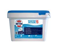 HTH Maxitab Action 5 - chlore multiactions spécial petites piscines - Seau de 2,7 kg