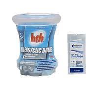HTH Mini EASYCLIC Brome - Diffuseur Flottant 4-10m3-0,35kg | Brome Lent - Désinfection Régulière Longue Durée - Dissolution Lente + 10 Tests HPS OFFERTS 6 en 1