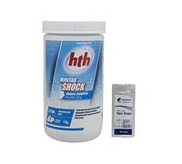 HTH MINITAB Shock Pastilles 20g - 1,2kg | Chlore Choc Stabilisé - Désinfection Choc - Dissolution Rapide + 10 Tests HPS OFFERTS 6 en 1