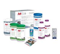 HTH Spa Coffret DE Traitement AU Chlore - 7,6kg | Kit Traitement et Entretien Complet - Désinfection Régulière et Choc + 10 Tests HPS OFFERTS 6 en 1