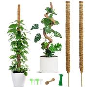 HTRTRR 120 cm Tuteur Plante Grimpante Pliables, 2 Pièces Tuteur Coco, Plantes Poteaux en Mousse Sphaigne avec Serre Câbles, Etiquettes et Ficelle de Jute pour Maison Jardin de Support de Plante