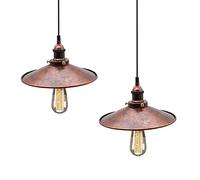 HTRUIYATY 2pcs E27 Industriel Suspension luminaire Vintage Suspension Abat-Jour Pour Grenier Restaurant Cuisine Lampe Pendentif Lumière Diamètre 26cm
