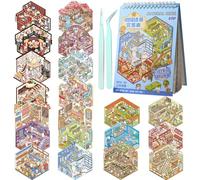 HTTDSLF 20 Sujets Autocollants de Scène, 3D Stickers Scene Miniature, Autocollants 3D House Stickers pour Soulager le Stress et Passer le Temps, avec 2 Pincette, Cadeau Parfait