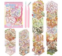 HTTDSLF 20 Sujets Autocollants de Scène, 3D Stickers Scene Miniature, Autocollants 3D House Stickers pour Soulager le Stress et Passer le Temps, avec 2 Pincette, Cadeau Parfait