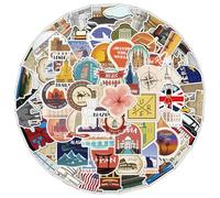 HTTDSLF Lot de 200 Voyage Autocollants, Autocollants de Voyage Vintage, Valises Stickers en Vinyle Imperméables, pour Bagages Skateboard Guitare Ordinateur Portable
