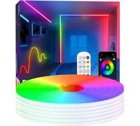 httpsmp Bande lumineuse LED RGB + IC - 15 m - Avec application / télécommande - Synchronisation de la musique - 24 V - IP65 - Étanche - Pour l'extérieur
