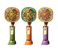 HTU Petite Ventilateur Rafraîchissant avec Support Téléphone, Ventilateurs Portables Légers à Main, Ventilateurs Vintage de Bureau à USB, 3 Vitesses pour Voyage, Maquillage-MIX 3PCS