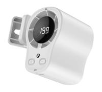 HTU Ventilateur à clip pour voiture, technologie semi-refroidissante avec affichage numérique LED, 199 vitesses, rotation à 360°, rechargeable, White 1PCS