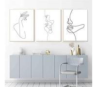 HTWLMM Abstrait Femme Visage Mains Ligne Affiche Mur Art Toile Peintures Et Impressions Images Murales pour Chambre Salon Decoration sans Cadre (3X50X70CM)