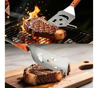 HUACAN Pelle à barbecue d’extérieur en inox avec manche en bois et décapsuleur intégré