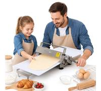 Huachorial Laminoir à Pâte Manuel Pliable en Acier Inoxydable, Machine à Pâte Feuilletée Professionnelle avec Épaisseur Réglable 0-25 mm, Laminoir Pâtisserie pour Pizza, Croissants et Fondants