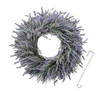Huadanbor Couronne d'hiver de 61 cm, Couronne de Lavande Artificielle pour Porte d'entrée, avec Panneau de Bienvenue, pour Printemps, été, Automne et Hiver, intérieur, extérieur, Couloir, Bureau
