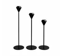 HuadaXtai 3 Pièces Bougeoir Tige Métal Porte Bougie Support Candélabre Fer Électroplaqué Brillant Support pour Bougies Longues Base Large Sécurisée Forme, Black