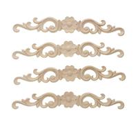 HuadaXtai 4 Pièces Applique Cadre Bois Sculpté Décoratif avec Motif Floral Élégant Convient pour Personnalisation Style Européen Classique Usage Décoration Mais, 27X4X0.8cm