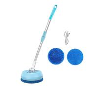 HuadaXtai Balai-serpillère électrique à Piles avec Long Manche, Plumeau, Nettoyeur de Sols, Brosse pour Murs, Tableaux, Plafond de Voiture, Salle de Bain, Bleu