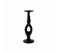 HuadaXtai Bougeoir Décoratif Verre Spirale Porte Bougie Verre Centre de Table Élégant Accessoire Décoratif Aspect Vintage Poli, Grand 13,5 Cm X 35 Cm, Torsadé, Noir Et Or