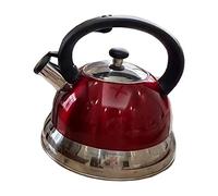 HuadaXtai Bouilloire Siffleuse Acier Inoxydable Verseuse Ergonomique 3L Bec Droit Infuseur Poignée Antichaleur Fonction Sifflement Adaptée pour Maison Bureau, Rouge
