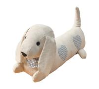 HuadaXtai Butoir de Porte Chien Décoratif Cale Porte avec Poids 1 Kg Cale Anti Claque Cale Bloc Porte Rembourré Oreilles Tombantes Queue Relevée en Coton Lin, Bleu, Chien Saucisse Avec Cœurs Bleus